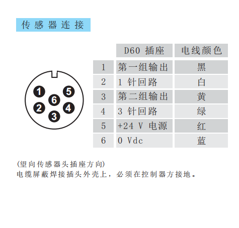 D60 六针插座引脚定义与接线颜色