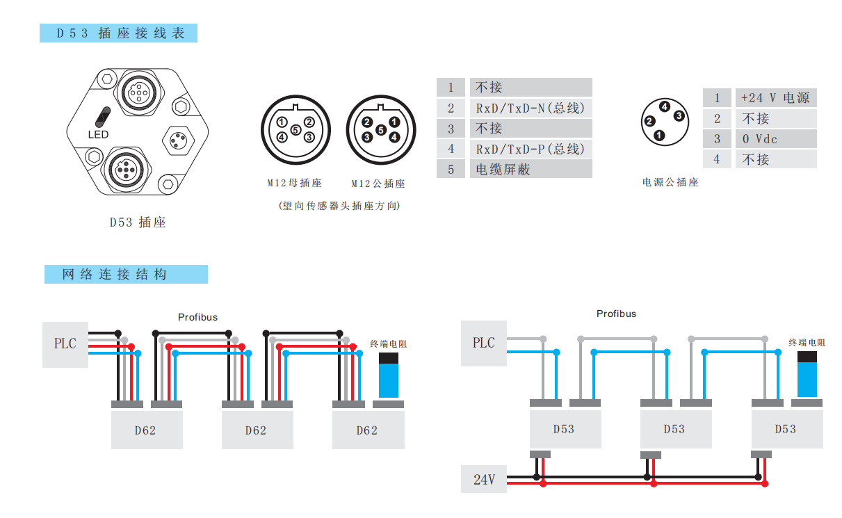 D53 插座接线表与网络连接结构